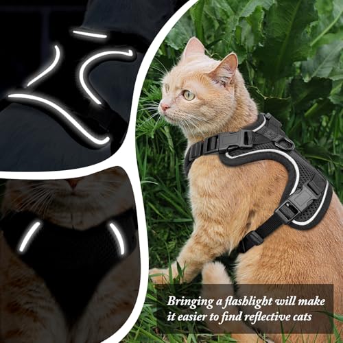 Cat Harness and Leash Set for Walking Escape Proof (Black / X-Small)