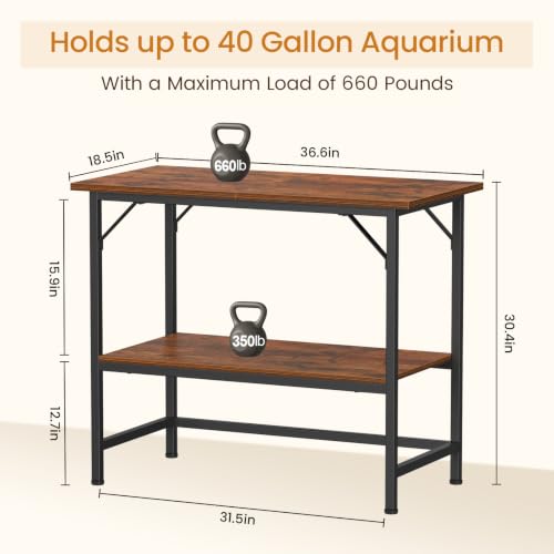 40 Gallon Fish Tank Stand (Rustic Brown / 40 Gal-2 Tier)