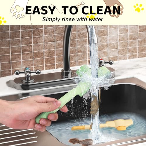 One click Self Cleaning Cat Comb for Long (Green)