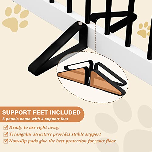 Freestanding Pet Gate for Dogs (24" Height-6 Panel / White & Black)