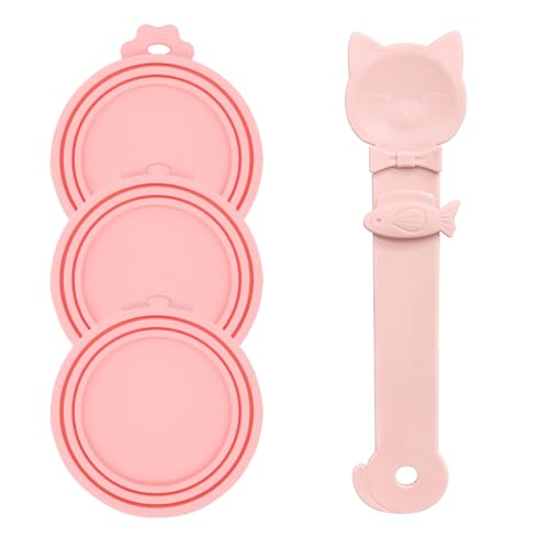 Cat Treat Spoon Squeeze & 3 Pcs Can Lids (Treat spoon / Pink)