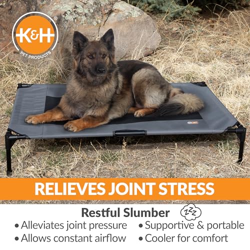 K&H Outdoor Elevated Dog Bed (Charcoal/Black Mesh / X-Large 50"L x 32"W)