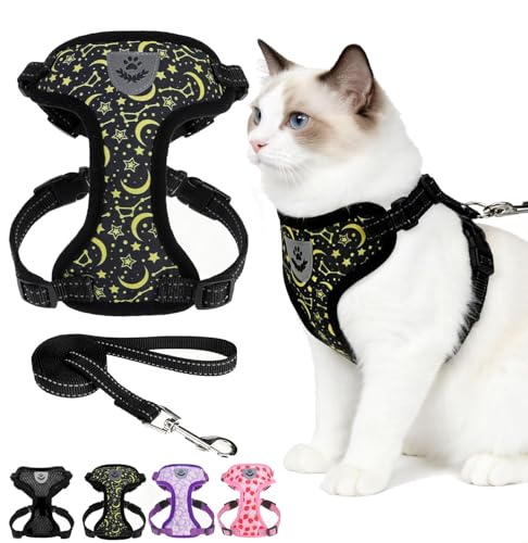 Escape Proof Cat Harness and Leash Set (Star-moon / Small)