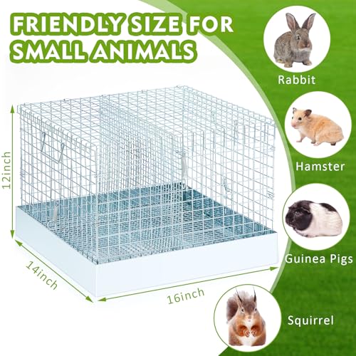 2 Hole Rabbit Transport Cage with Divider (Sliver / 17.9"L x 17.9"W x 3.7"H)