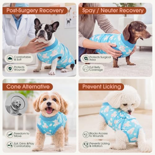 Recovery Suit for Dogs Cats (M (Back:13.4-16.1'', Weight:14-25 Lb) / Cloud Piglet)