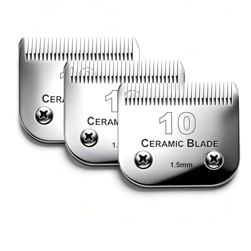 3 Pack 10 Blade Dog Grooming Blades Compatible with Andis Clippers (3pc 10:1/16''(1.5mm))