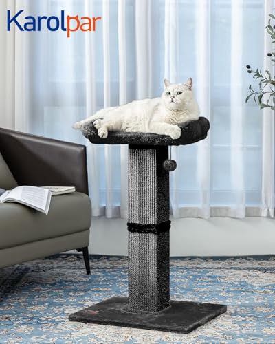 32" Cat Scratching Post with Perch for Indoor Cats Adults (Black)