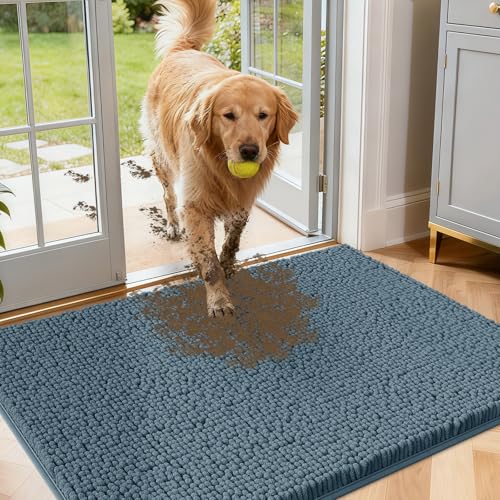 Dog Door Mat for Muddy Paws (Dusty Blue / 36" x 24")