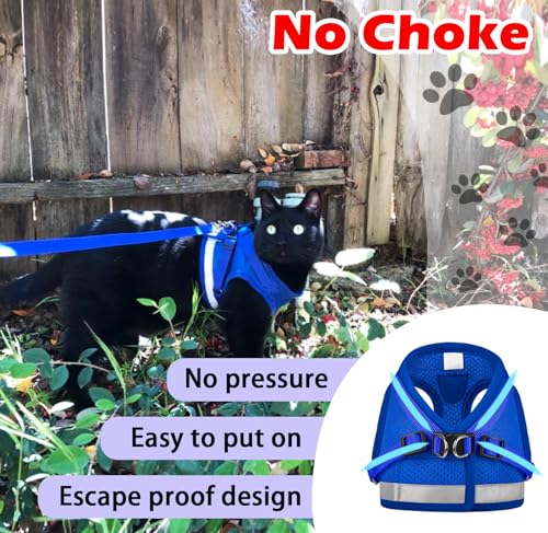 Cat Harness and Leash Set (S (Chest: 9" - 11") / Blue)