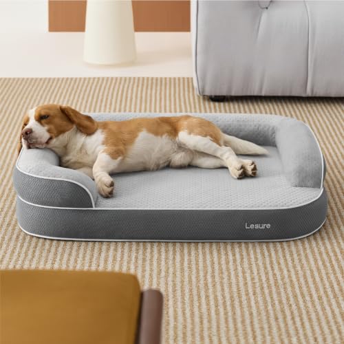 RealOrtho™ 3 Layer Orthopedic Dog Beds Large Sized Dog (Ash Grey / 35"L x 25"W x 7"Th)