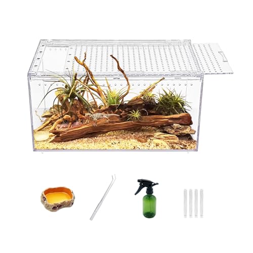 No Assembly】 Reptile Tank Enclosure with Magnetic Button.12" * 8" * 6" Thicken Snake Enclosure Cage (12" * 8" * 6")