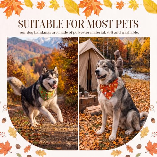 50 Pcs Fall Dog Bandanas Bulk for Autumn Pet Soft Bibs Adjustable Squirrel Fox Hedgehog Kerchief Bandana for Small Medium Large Grooming Accessories (Fall Animals / 31.5 x 21.7 x21.7 Inch)