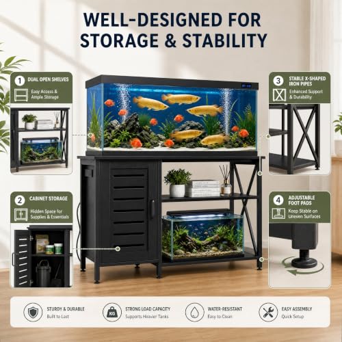 55 75 Gallon Fish Tank Stand (Black / 55-75 Gallon)
