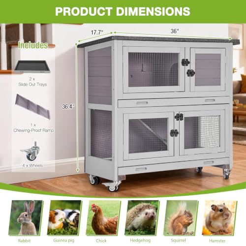 Rabbit Hutch Bunny Cage (Grey / Medium)