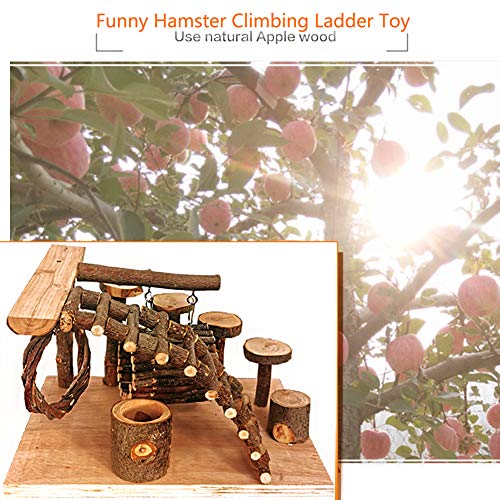 Wooden Hamster Playground Platform (Swinging wooden rings and wooden Bridges)