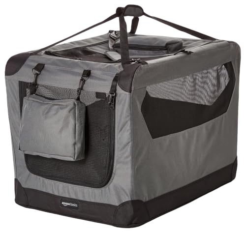 Folding Portable Soft Pet Dog Crate Carrier Kennel with Fleece Pad (GREY / 30.0"L x 21.0"W x 21.0"H)