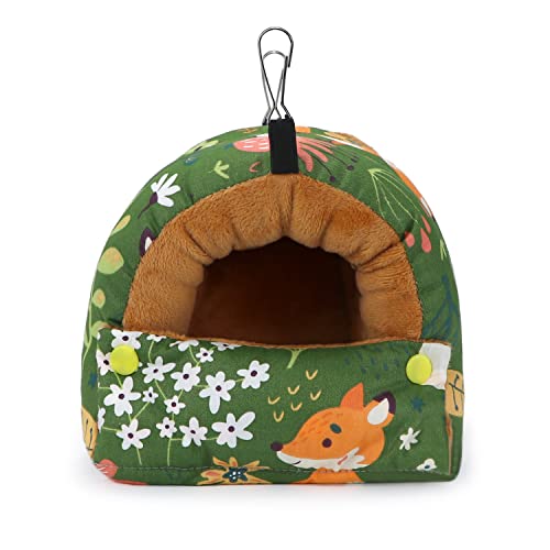 Bird Nest House Winter Warm Snuggle Hut Bird Bed Hanging Hammock for Parrots Budgies Parakeets Caique Senegal Cockatiels Conures (Small / Green)