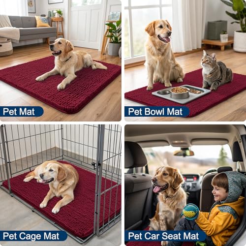 Dog Door Mat for Muddy Paws 40x32 (Burgundy / 40"X32")