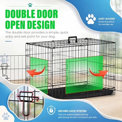 Dog Crate for Medium Dogs 30 Inch Folding Kennel Metal Pet Cage Black (Black / 30.0"L x 17.0"W x 19.0"H)