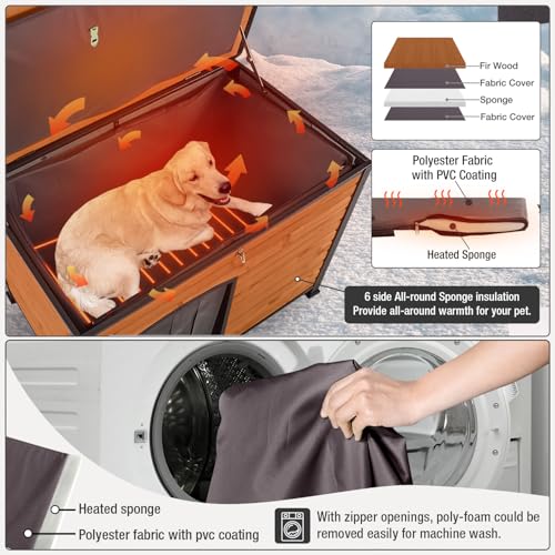 Heated Dog House Outdoor Insulated Dog Kennel for Small Medium Large Dogs