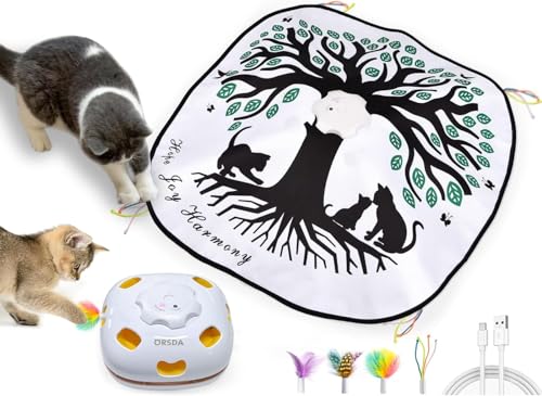 Cat Toys for Indoor Cats 4 in 1 Interactive Automatic Cat Toys for Bored Indoor Adult Cats Kitten Toy Rechargeable 8 Hole Mice Whack