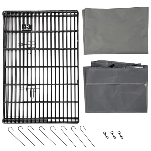 Puppy Playpen with Top Cover & Bottom Pad (Gray / Medium Pen: 36-Inch High)