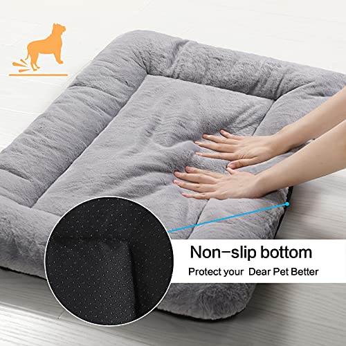 Dog Crate Pad Washable Dog Bed for Crate Small Cozy Mat 24 (24.0"L x 18.0"W x 1.0"Th / gray)
