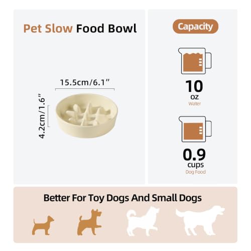 Ceramic Slow Feeder Dog Bowls (Light Yellow)