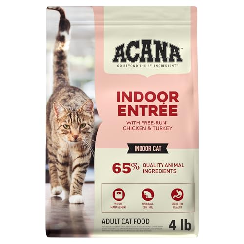 Dry Cat Food for Indoor Cats Indoor Entrée Chicken Turkey 4lb Bag (4 Pound (Pack of 1))