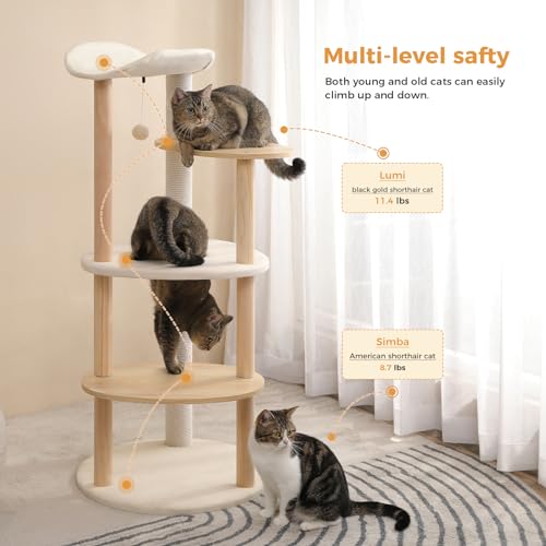 5 Level Beige Cat Tree Tower (Beige / 50 inches)
