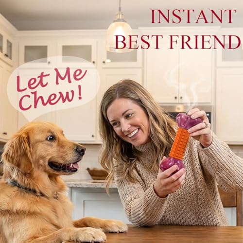 2 Pack Tough Dog Toys for Aggressive Chewers (2 PC-Peanut Butter-Orange)