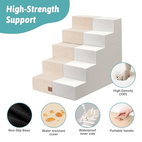 Dog Stairs for Small Dogs (Beige / 17.7x29.5x23.6 inch)