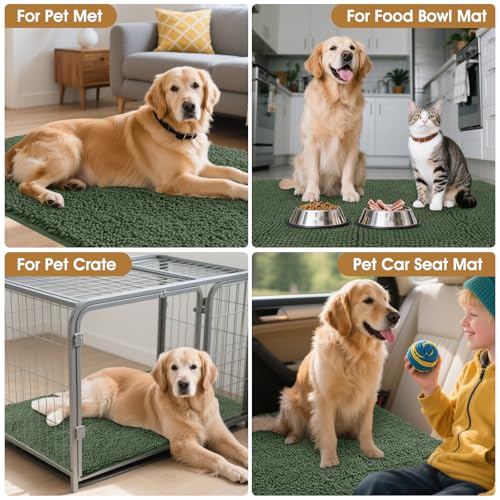 Dog Door Mat for Muddy Paws (Olive / 71" x 25")