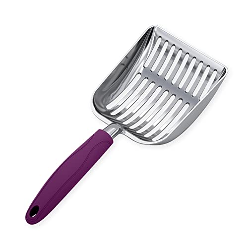 Cat Litter Scoop (Small / POLISHED Aluminum \ #07 Violet Handle)