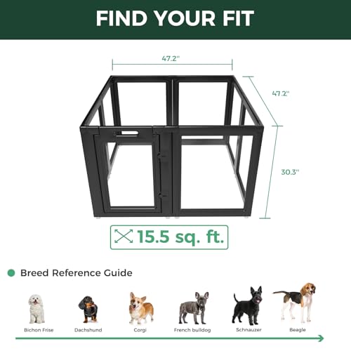 AuraSpace Clear Acrylic Indoor Dog Playpen (Black / 30"H)
