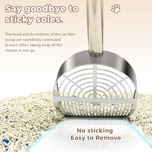 Cat Litter Scoop Deep Shovel (Long Handle-For long particles / Silver)