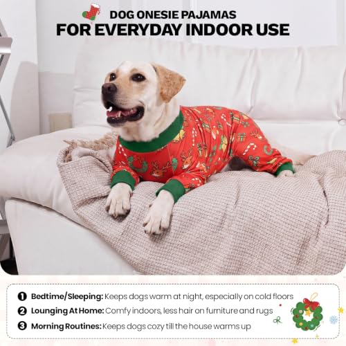 Dog Christmas Pajamas (Christmas Red / Medium)