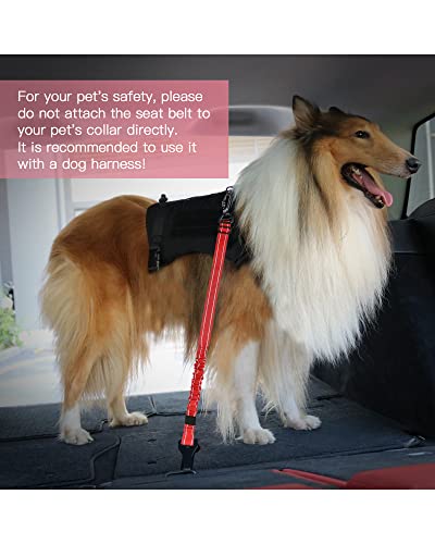 Dog Seat Belt for Car (Set Black+Red)