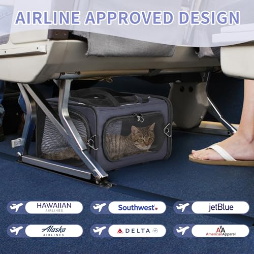 Airline Cat Carrier for Small Cats (Navy / 16.5"L x 8.6"W x 11.0"H)