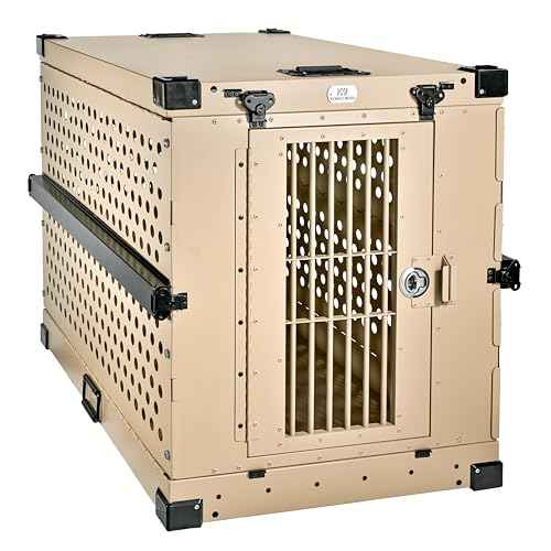 Aluminum Collapsible Dog Crate (Tan / 41.6"L x 29.7"W x 33.9"H)