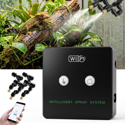 Smart Reptile Mister Automatic Mister System for Reptile Tank APP WiFi Remote Control Reptile Humidifier Fogger for Aquarium Terrariums with 360°Adjustable Misting Nozzles for Frog Lizard Amphibians (4 Nozzles)