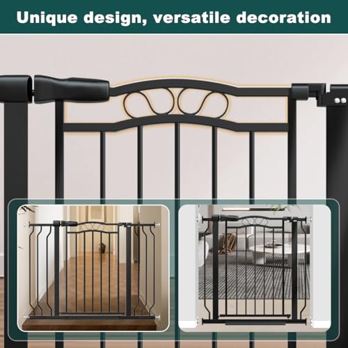29.53 53.1 Inch Extra Wide Baby Gate Pressure Mounted for Doorways (Black / 29.53"-53.1")