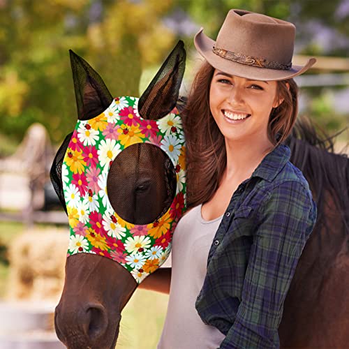 12 Pieces Horse Fly Mask Bulk (Flower Patterns / Medium)
