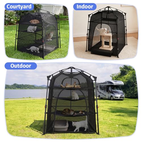Catio Outdoor Cat Enclosure Pop up Cat Tower Tent (XL Square / XLarge, 32" x 32" x 35"H)