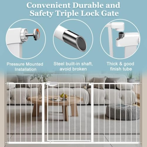 Triple Lock Baby Gate 49.21 (White / 49.21-66.54"/125-169cm)