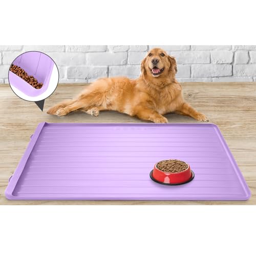 Cat Mat for Food and Water (Purple / 39.4"L x 27"W)