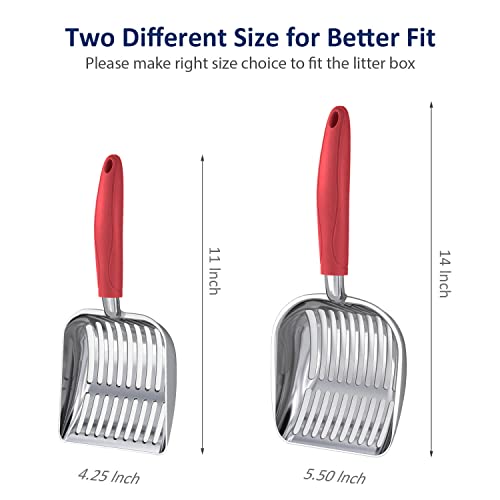 Cat Litter Scoop (Small / POLISHED Aluminum \ #08 Red Handle)