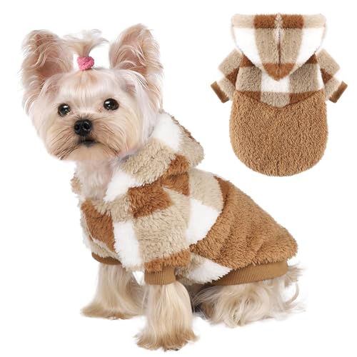 Dog Sweaters for Small Dogs (Medium (Chest 16.1in) / Brown plaid)
