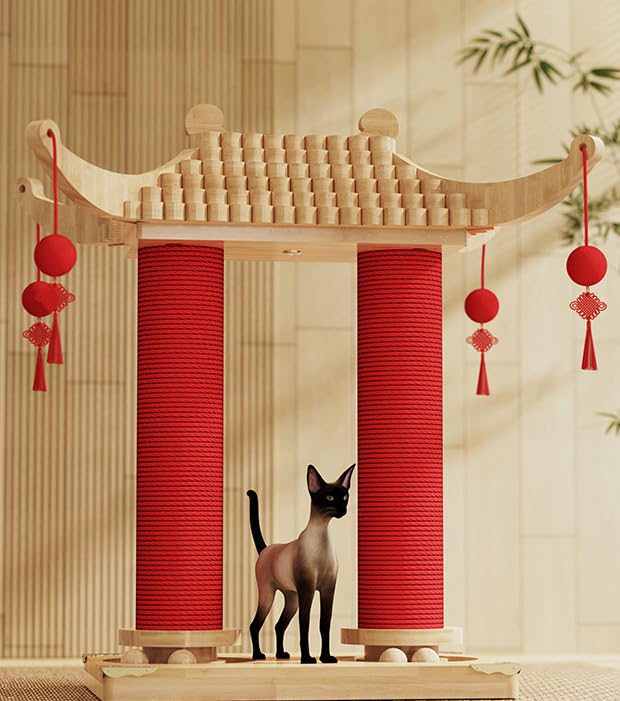Natural Hemp Double Pagoda Cat Scratcher (22" Twin)