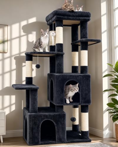 Heavy Duty Cat Trees for Big Cats Maine Coon (Dark Grey / 61inch)